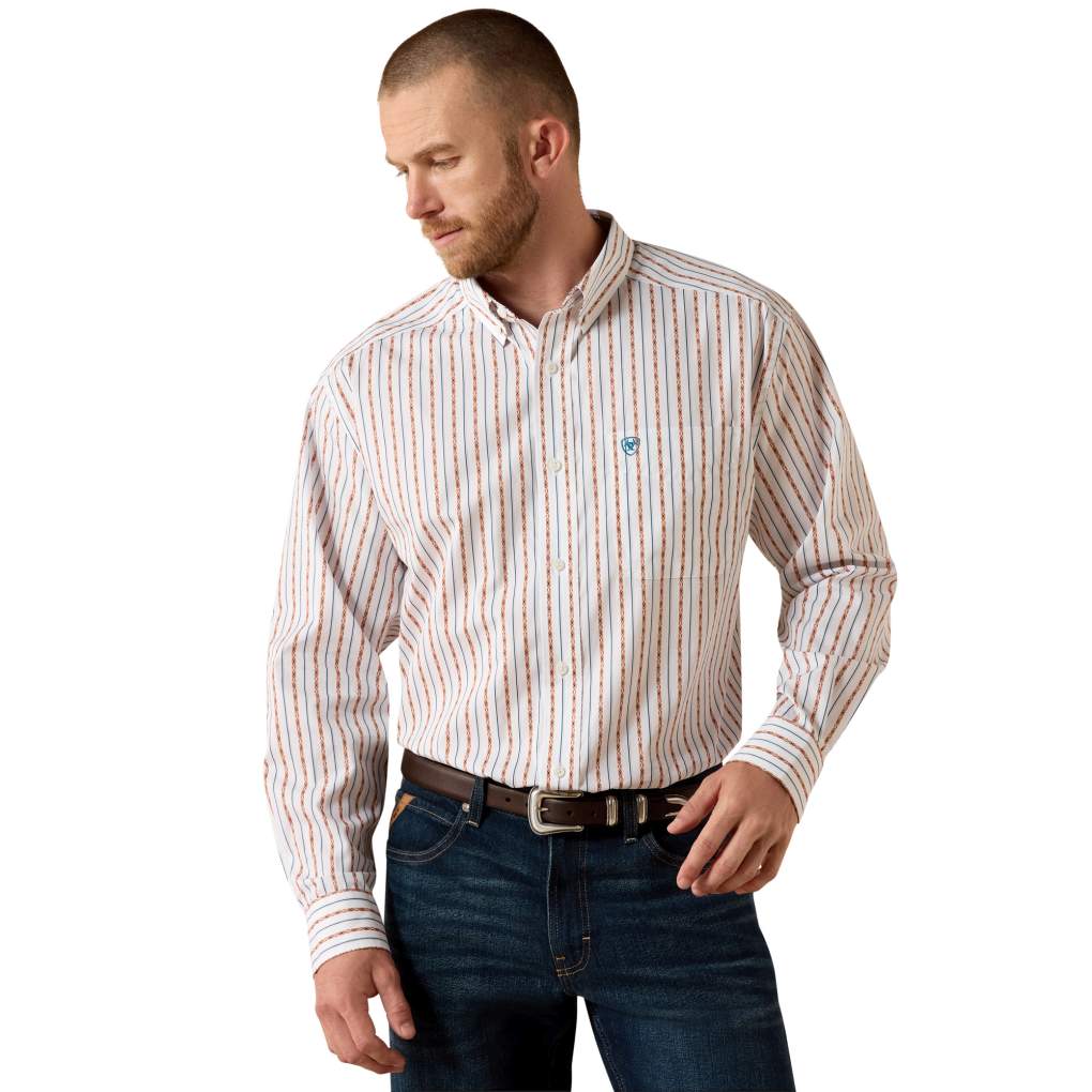 Ariat Mens Augustine Wrinkle Free Shirt White Serape Stripe