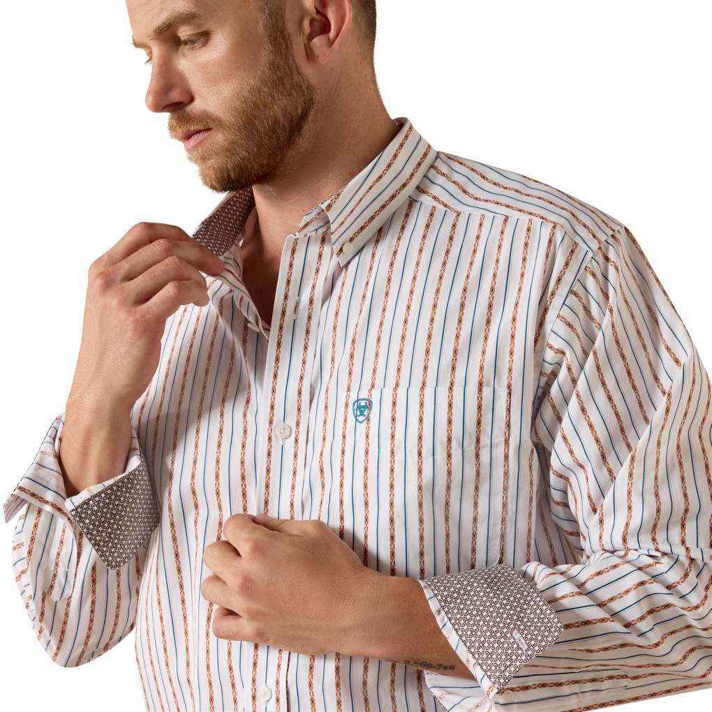 Ariat Mens Augustine Wrinkle Free Shirt White Serape Stripe