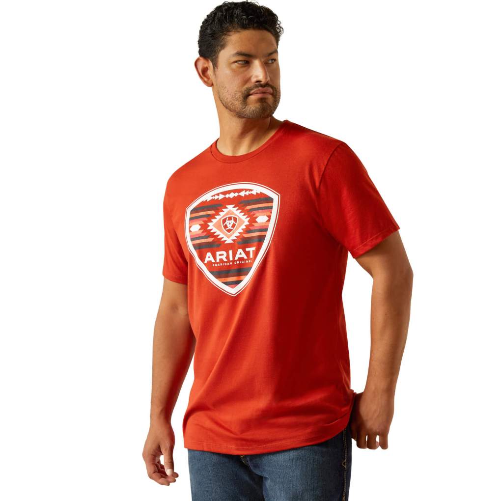 Ariat Mens Geo Fill Tee Red Ochre