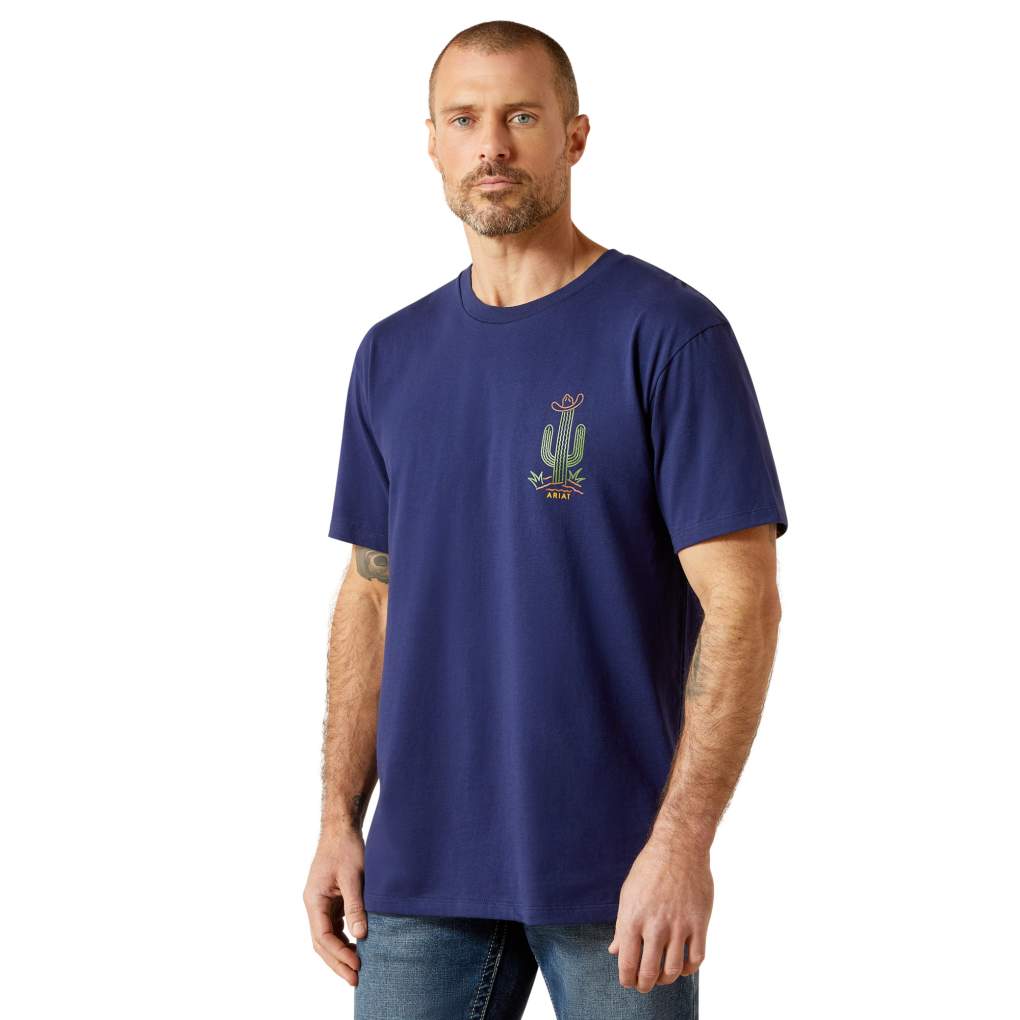 Ariat Mens Neon Cactus Tee Medieval Blue