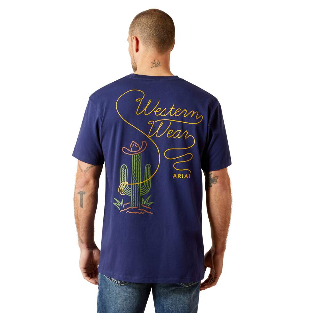 Ariat Mens Neon Cactus Tee Medieval Blue