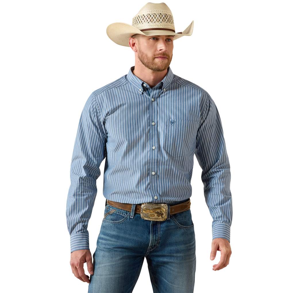 Ariat Mens Pro Judah Fitted Shirt Poseidon Stripe