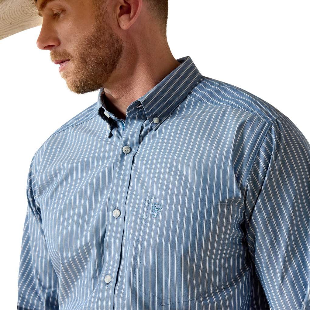 Ariat Mens Pro Judah Fitted Shirt Poseidon Stripe
