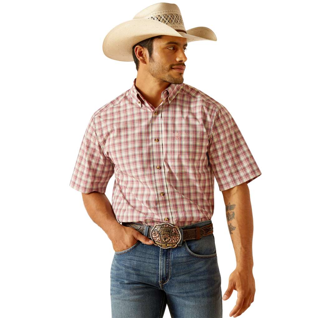 Ariat Mens Pro Thatcher Short Sleeve Shirt Tea Rose