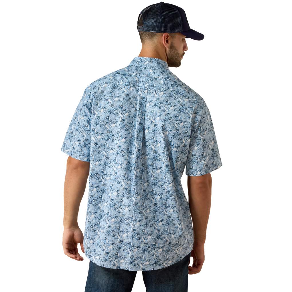 Ariat Mens Tim S/S Shirt Shadow Blue Leaf Print