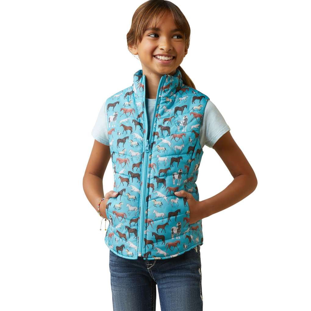 Ariat Youth Bella Reversible Vest Mosaic Blue/Aqua Foam Herd