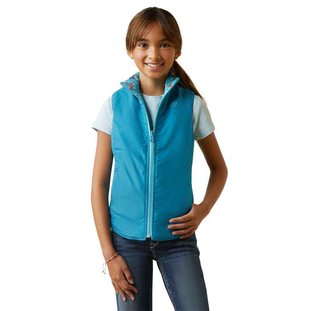 Ariat Youth Bella Reversible Vest Mosaic Blue/Aqua Foam Herd