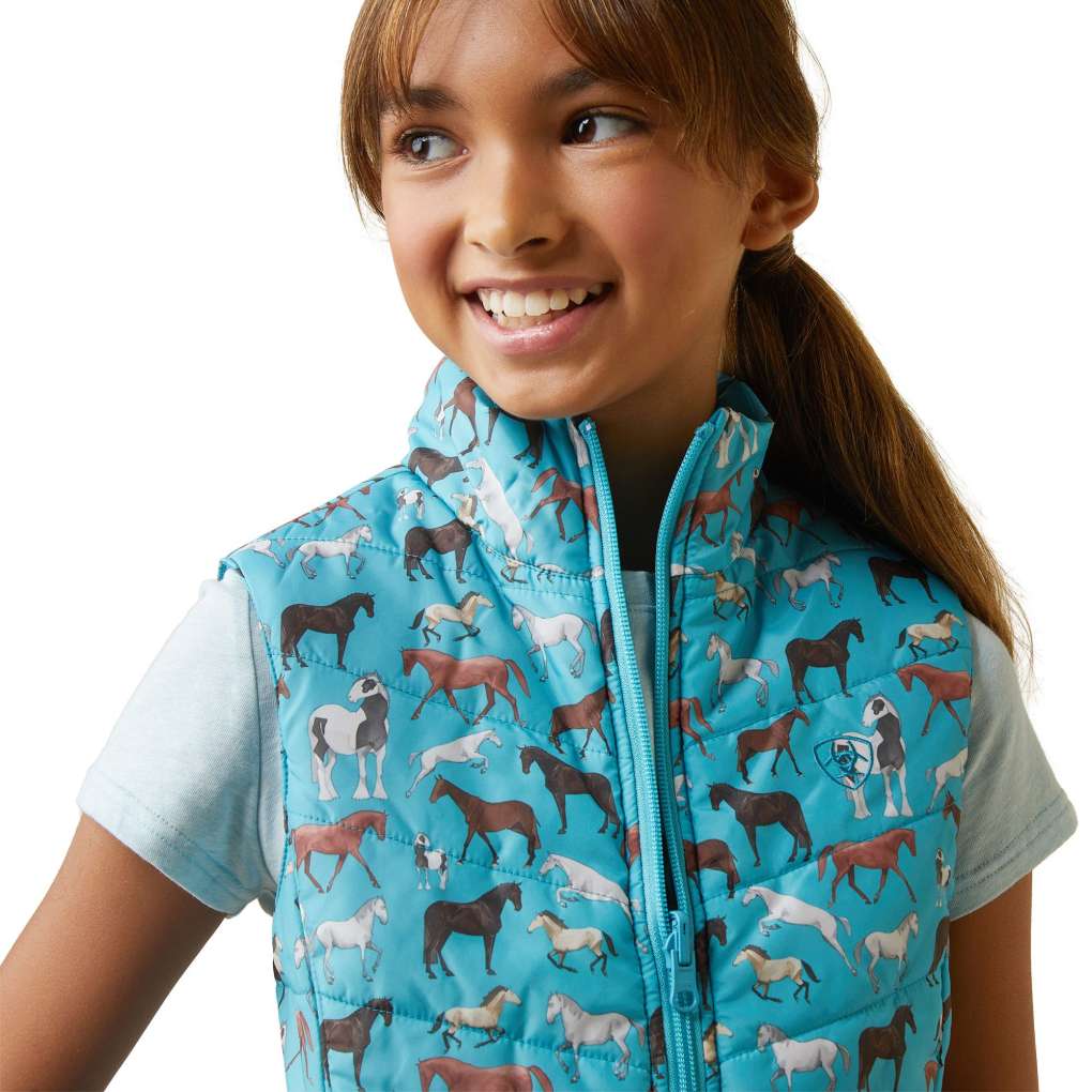 Ariat Youth Bella Reversible Vest Mosaic Blue/Aqua Foam Herd