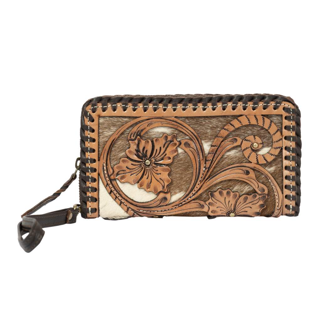 Design Edge Marsala Tooled Zipped Purse Brown