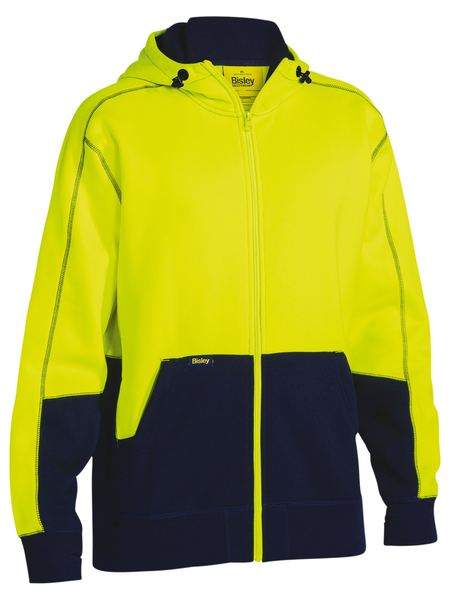 Bisley Fleece Hoodie HiVis Yellow/Navy