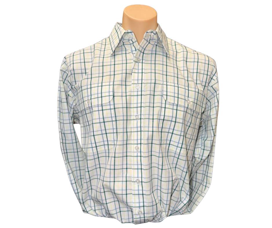 Bisley Mens BS70412 White/Green Plaid Shirt