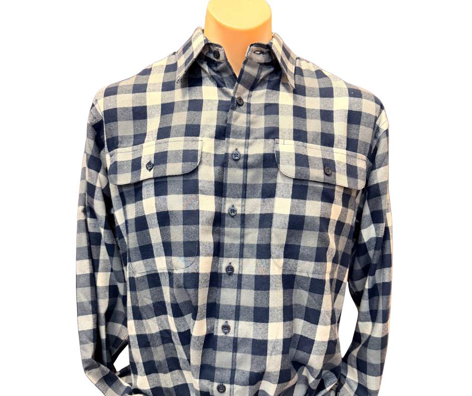 Bisley Mens BS70426W Navy/White Brushed Check Shirt
