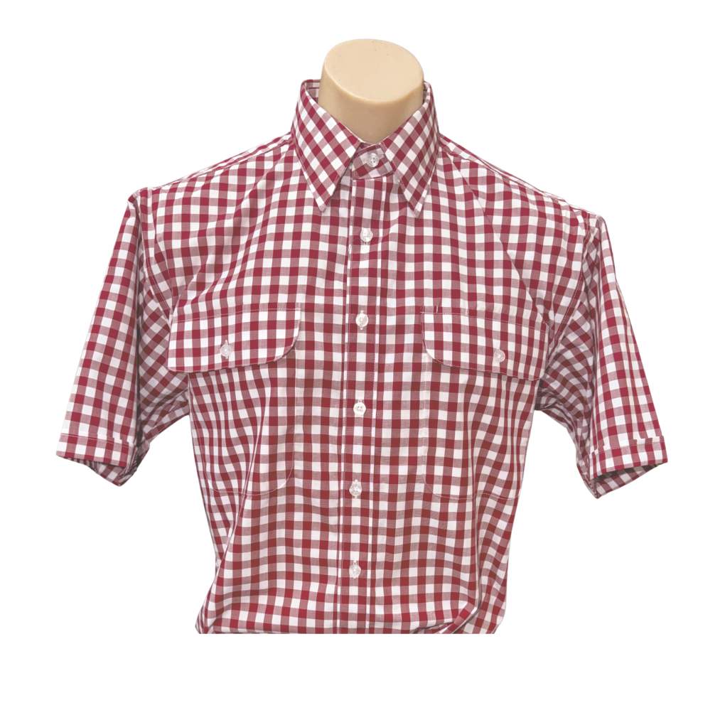 Bisley Mens BS20459 S/S Red/White Check Shirt