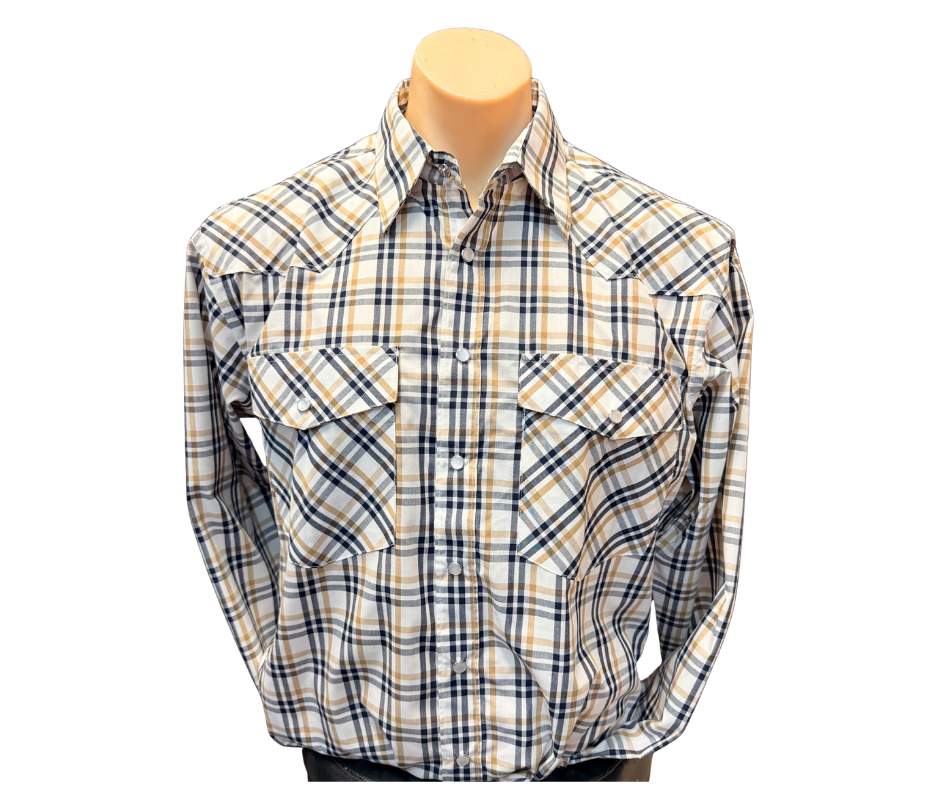 Bisley Mens BS70410 Black/White Western Plaid Shirt