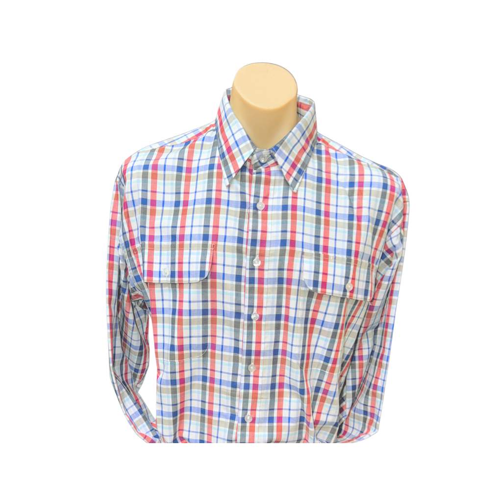 Bisley Mens BS70465 Cotton Red/White/Blue Plaid Shirt