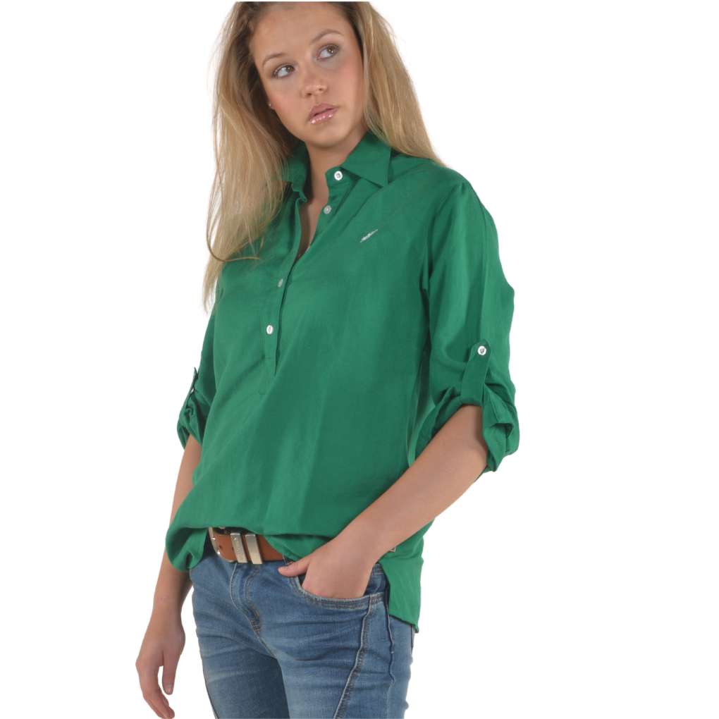 Bullrush Ladies Linen Tab Shirt Green