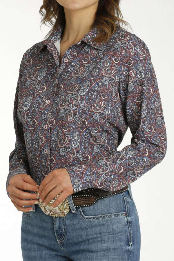 Vibrant Floral Paisley Cinch Shirt for Women
