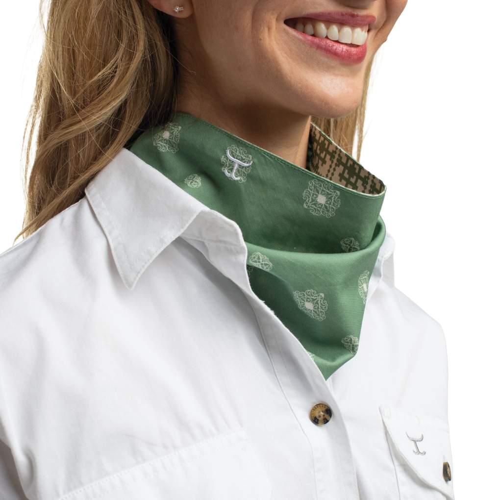 JCA Carlee Eucalyptus/White &amp; Eucalyptus Tile Double Sided Scarf