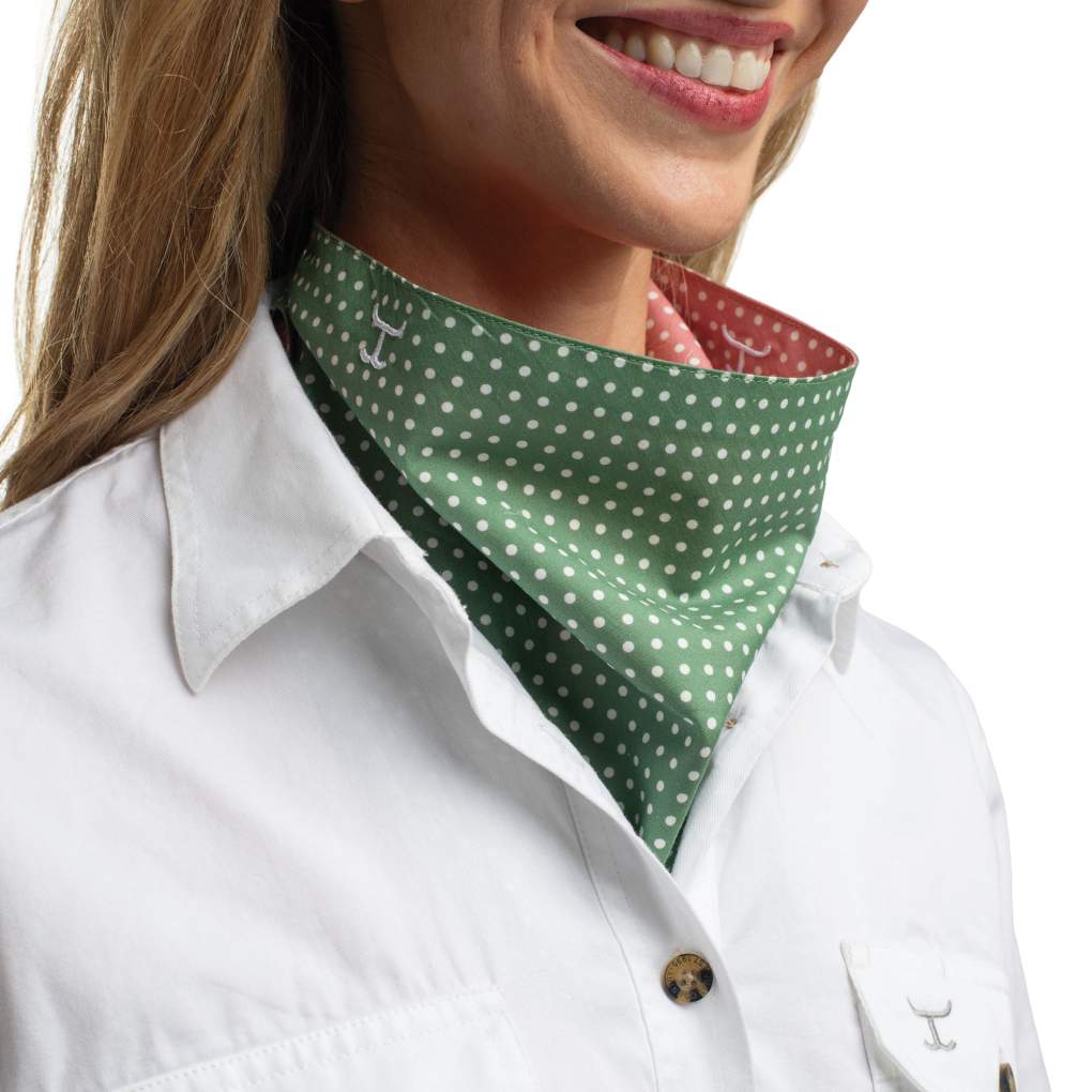 JCA Carlee Eucalyptus/White Spots &amp; Rosewater/White Spots Double Sided Scarf