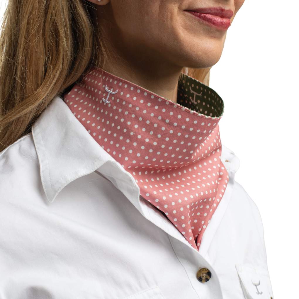 JCA Carlee Eucalyptus/White Spots &amp; Rosewater/White Spots Double Sided Scarf
