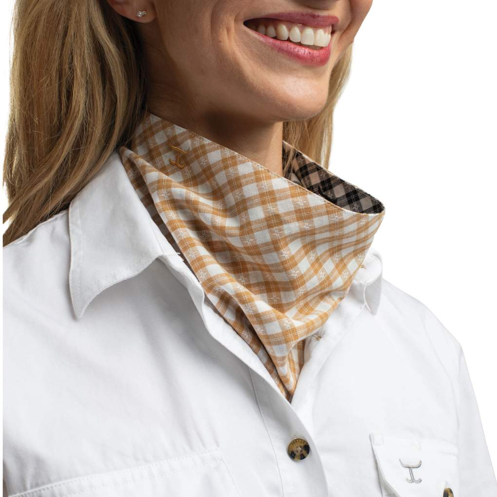 JCA Carlee Smoke Mustard/White Check &amp; Black/White Check Double Sided Scarf