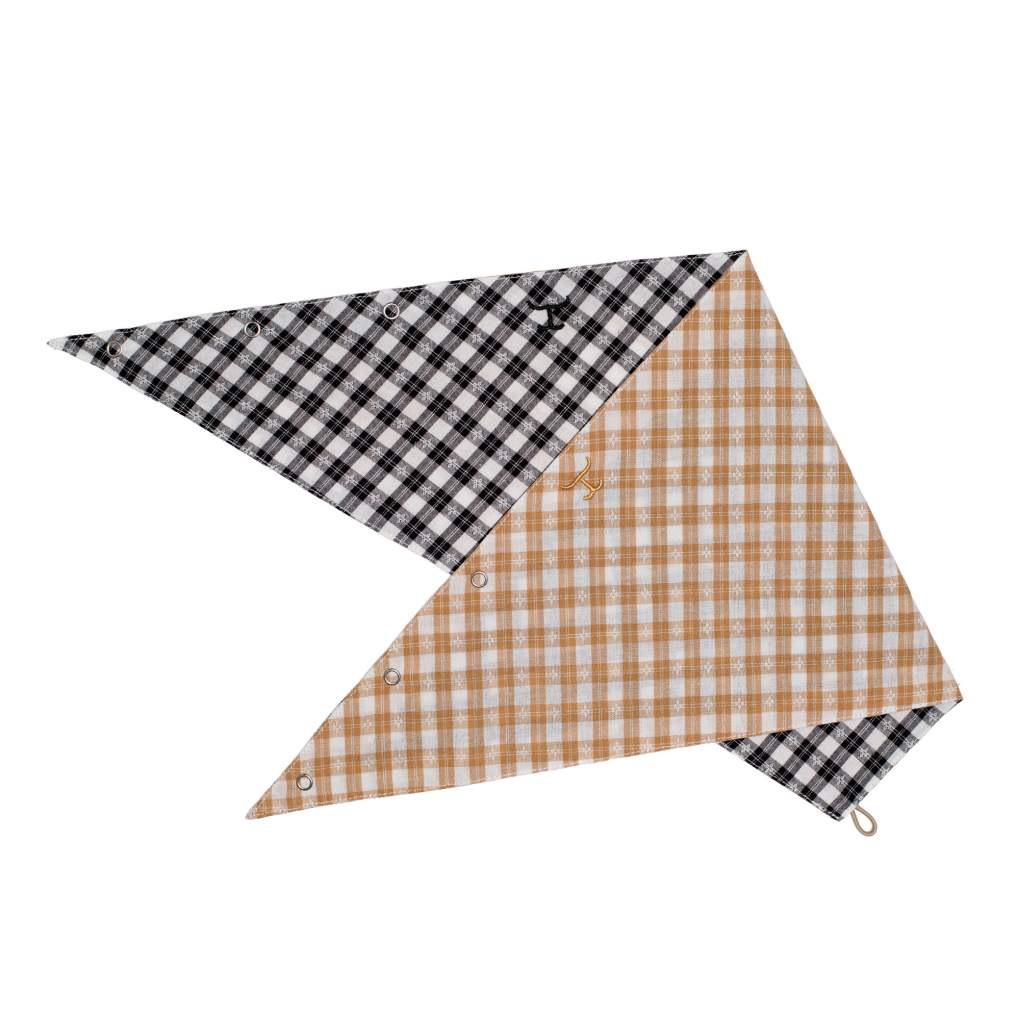 JCA Carlee Smoke Mustard/White Check &amp; Black/White Check Double Sided Scarf