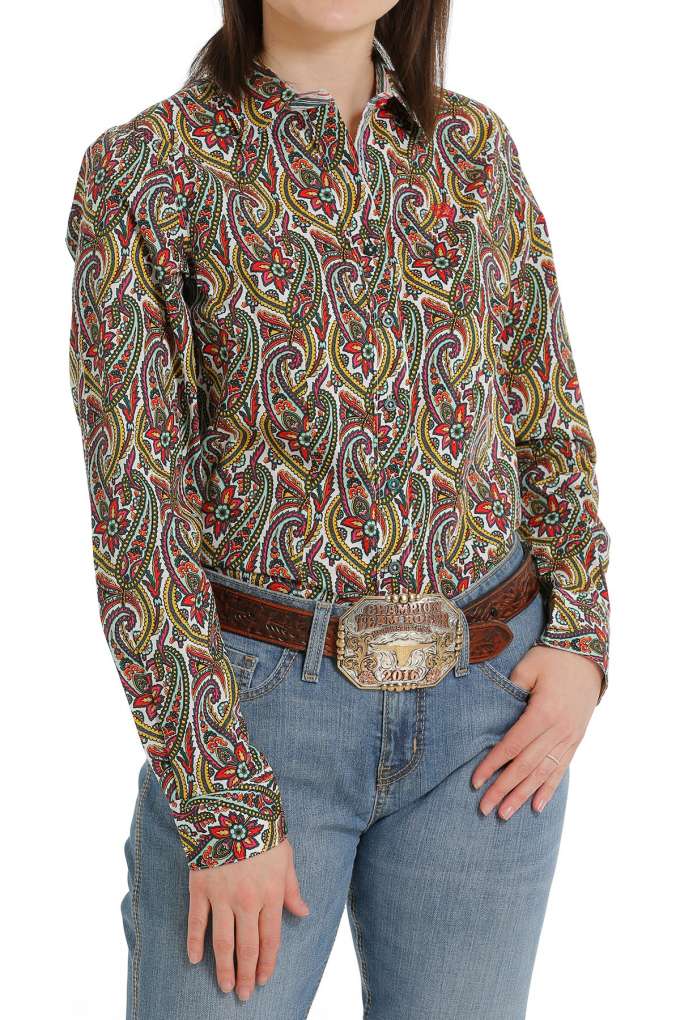 Cinch Ladies Olive Paisley Shirt