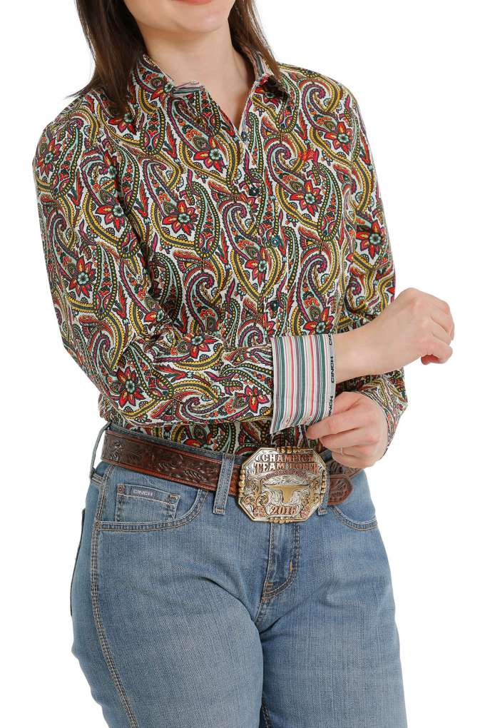 Cinch Ladies Olive Paisley Shirt