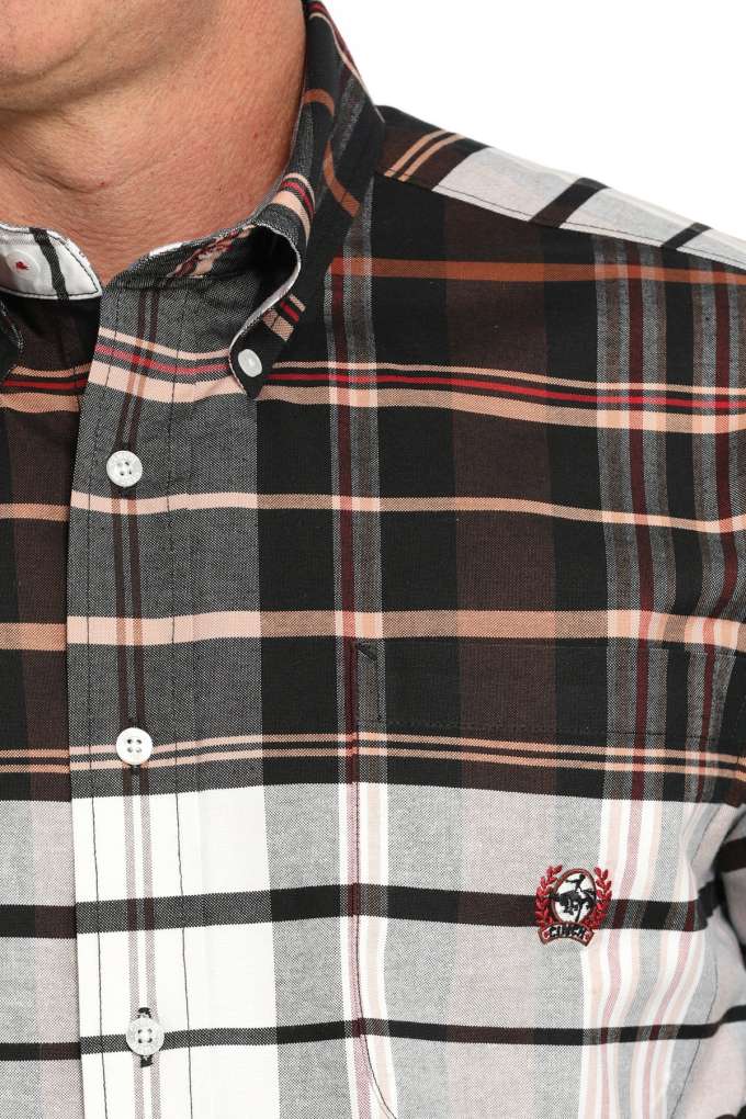 Cinch Mens Vintage Brown White Plaid MTW1242001 Shirt
