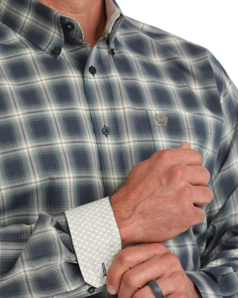 Cinch Mens MTW1106129 Contrast Plaid Shirt