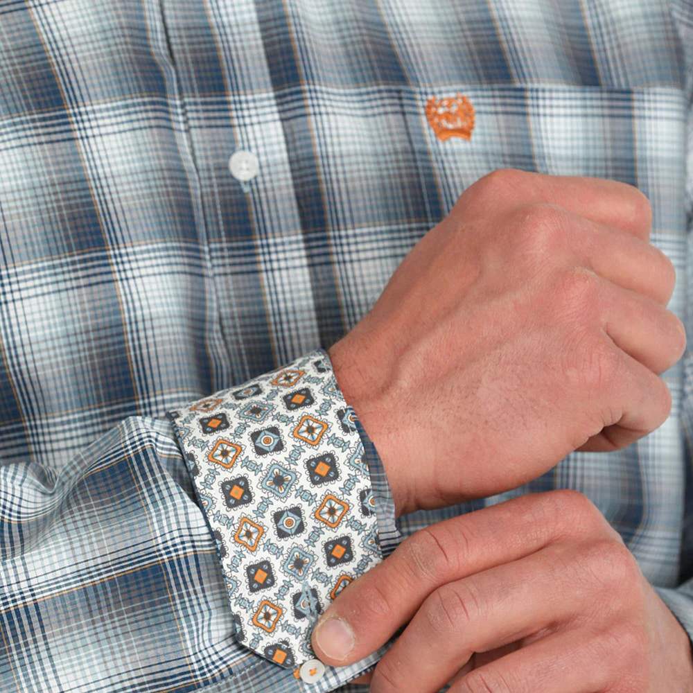 Cinch Mens Navy/Grey Plaid MTW1105893 Shirt