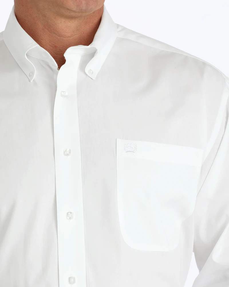 Cinch Mens Plain Weave  LS Shirt White