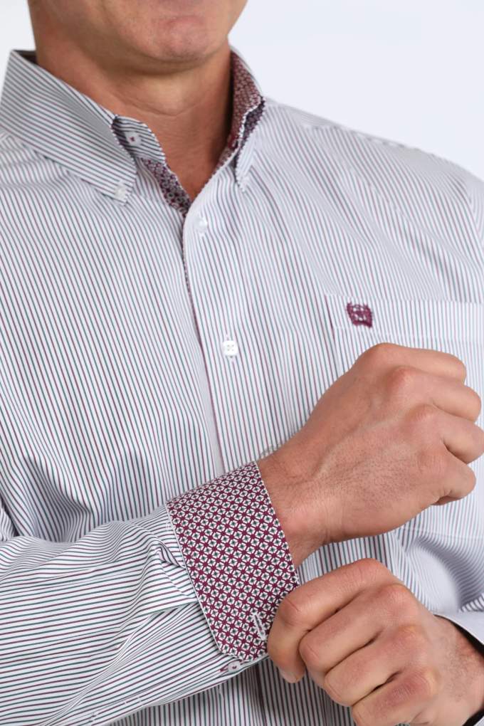 Cinch Mens Striped MTW1106107 Tencel Classic Shirt