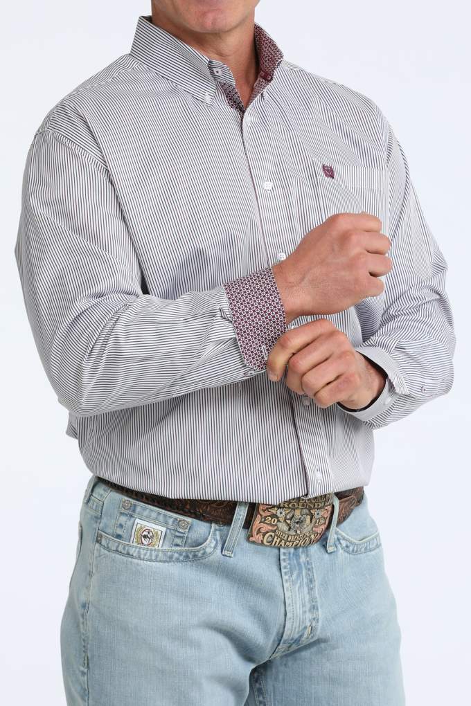 Cinch Mens Striped MTW1106107 Tencel Classic Shirt