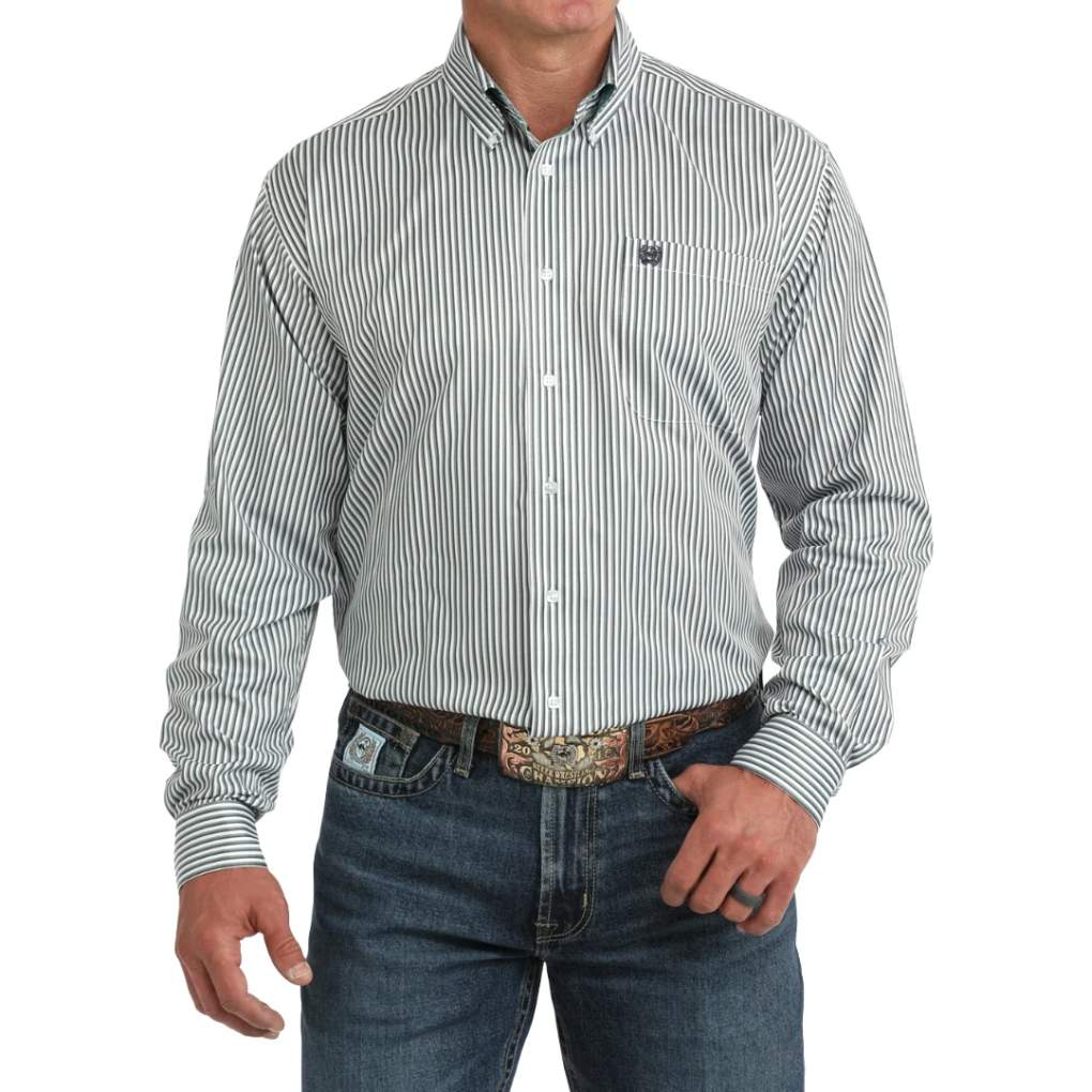 Cinch Mens MTW1106135 Tencel Stripe Shirt