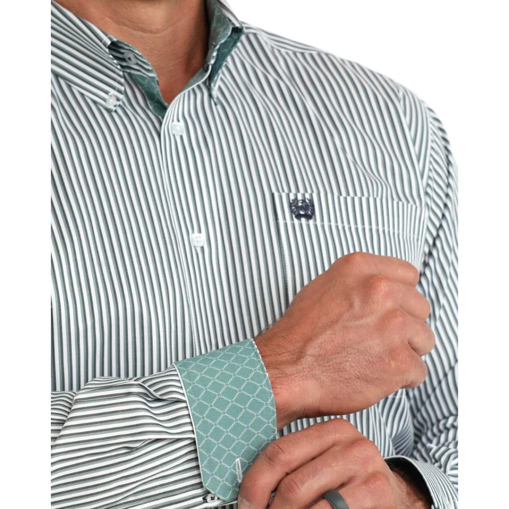 Cinch Mens MTW1106135 Tencel Stripe Shirt
