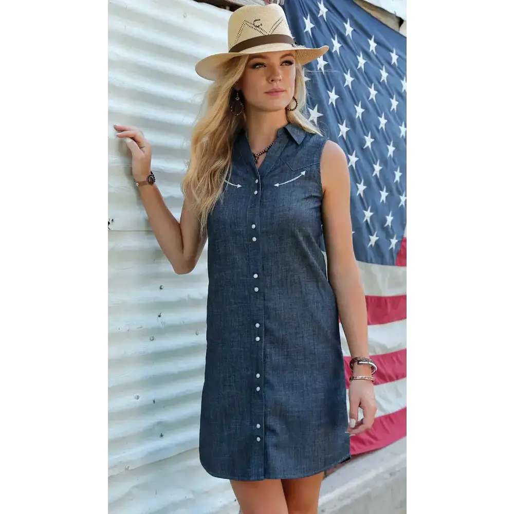 Cruel Girl Ladies Chambray Sleeveless Dress CTW7476001