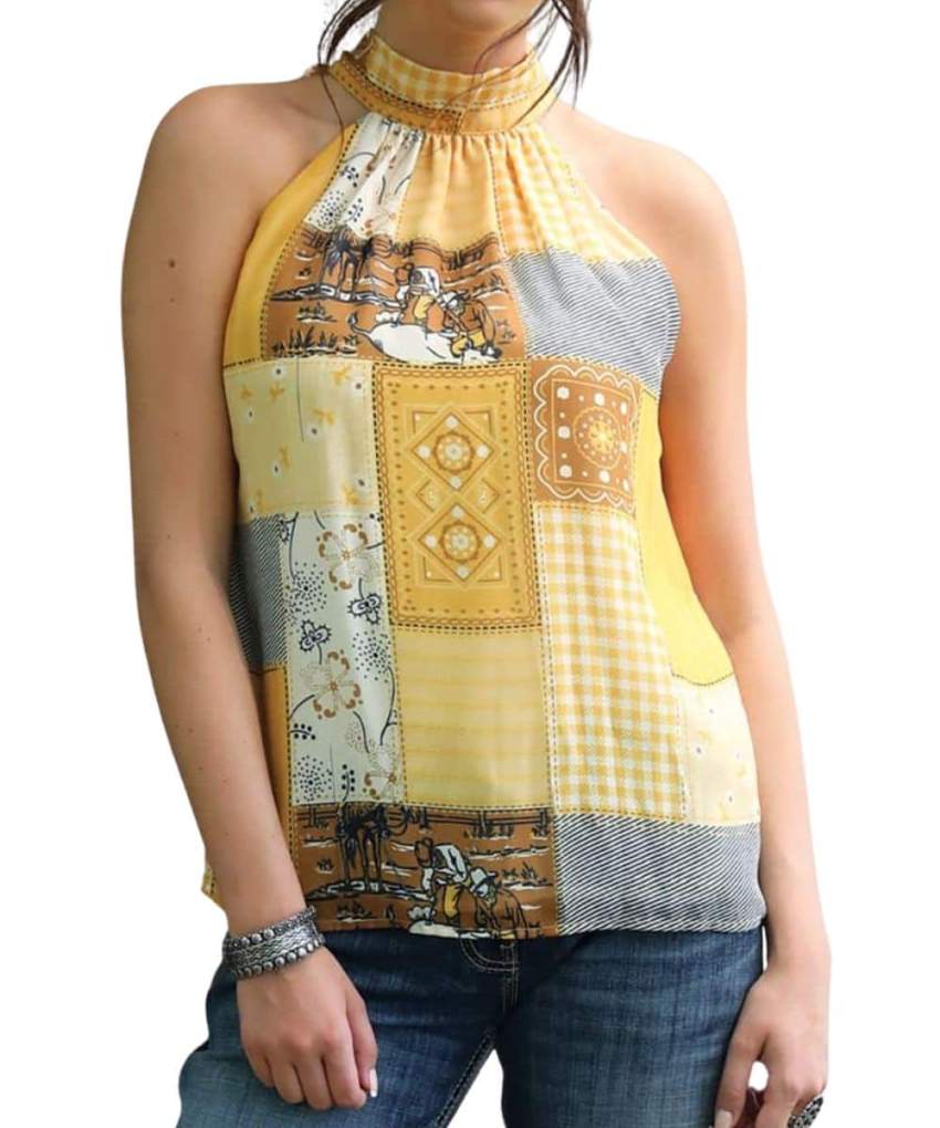 Cruel Girl Ladies Patchwork Chiffon Sleeveless Blouse