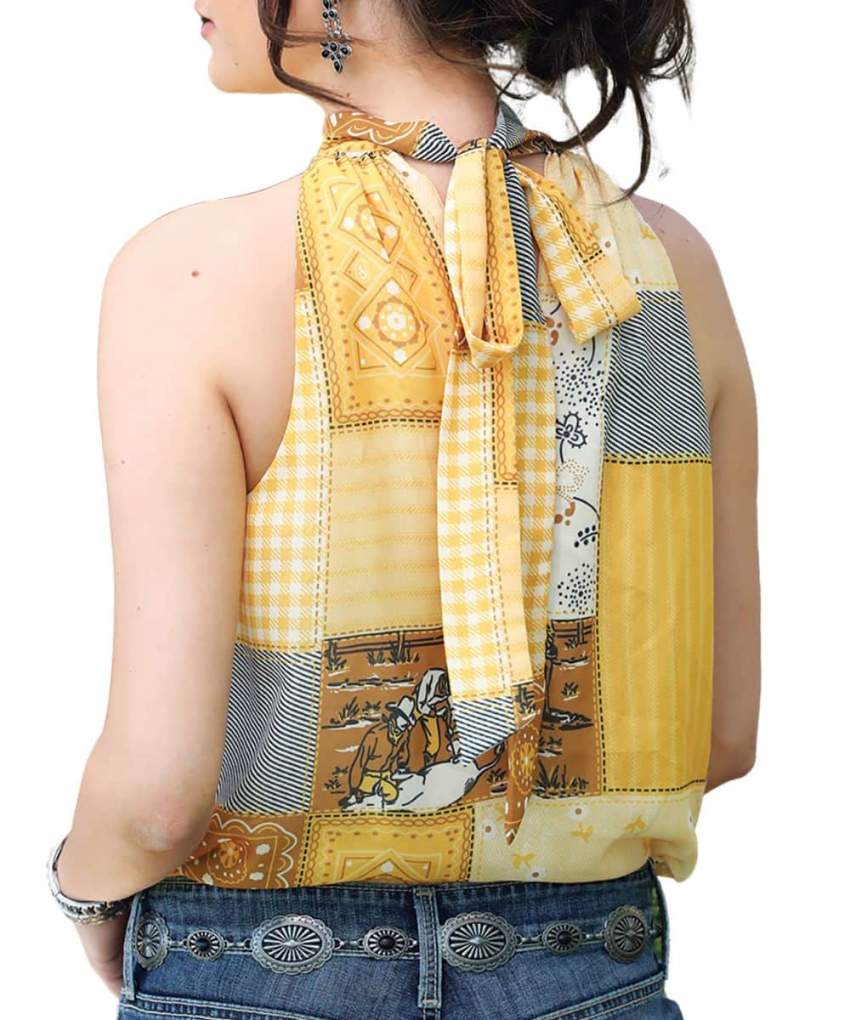 Cruel Girl Ladies Patchwork Chiffon Sleeveless Blouse