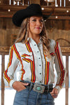 Cruel Girl Ladies Western Stripe Boyfriend Fit Shirt