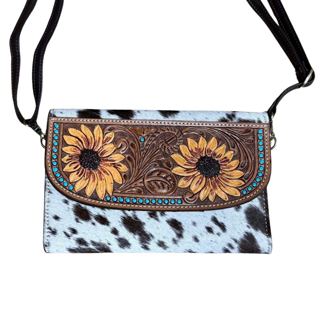 Design Edge Cancun Bag Tooled Brown/white