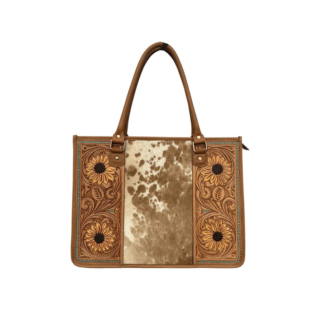 Design Edge Tabasco Large Tooled Bag Tan/White