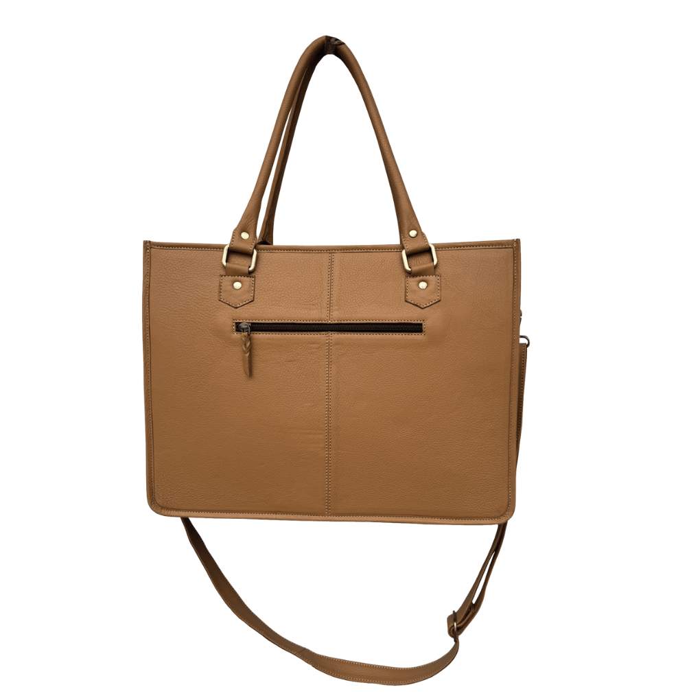 Design Edge Tabasco Large Tooled Bag Tan/White