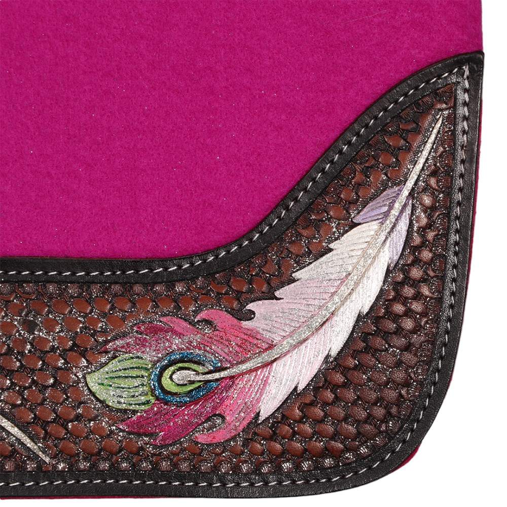 Fort Worth Feather Tooled Felt Saddle Pad