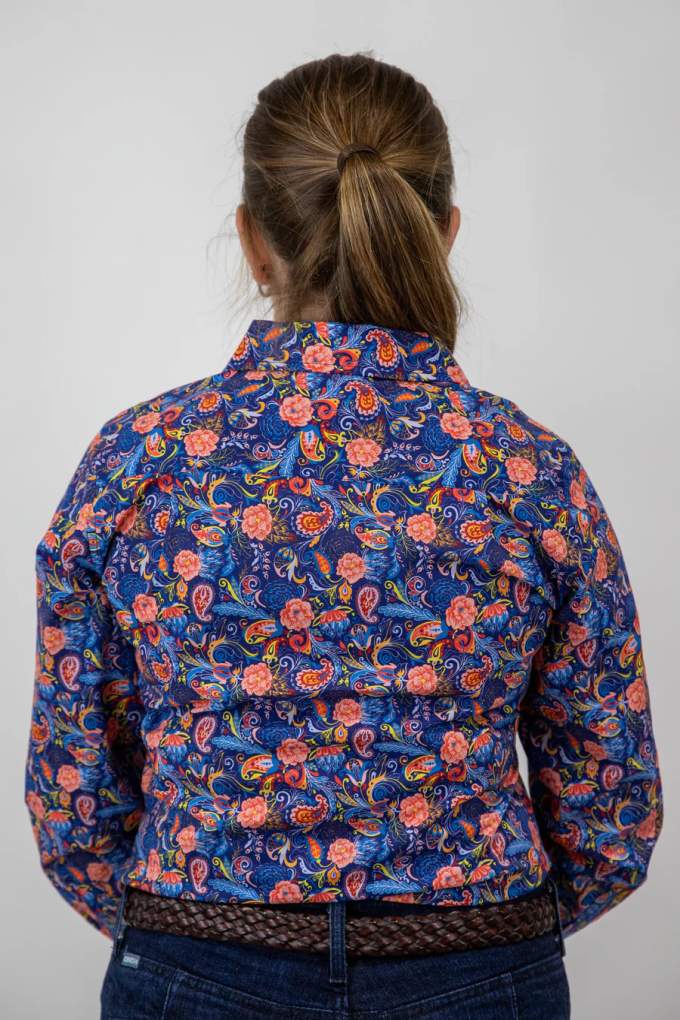 Grovers Ladies Trudy Blue Floral Shirt