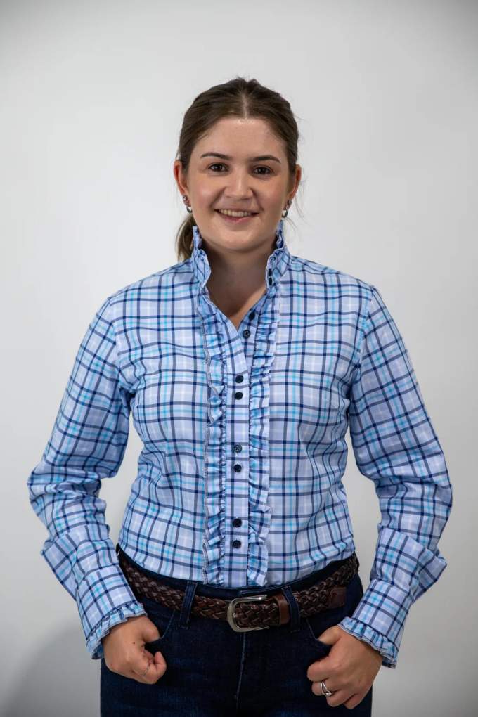 Grovers Ladies Alana Ruffle Plaid Shirt