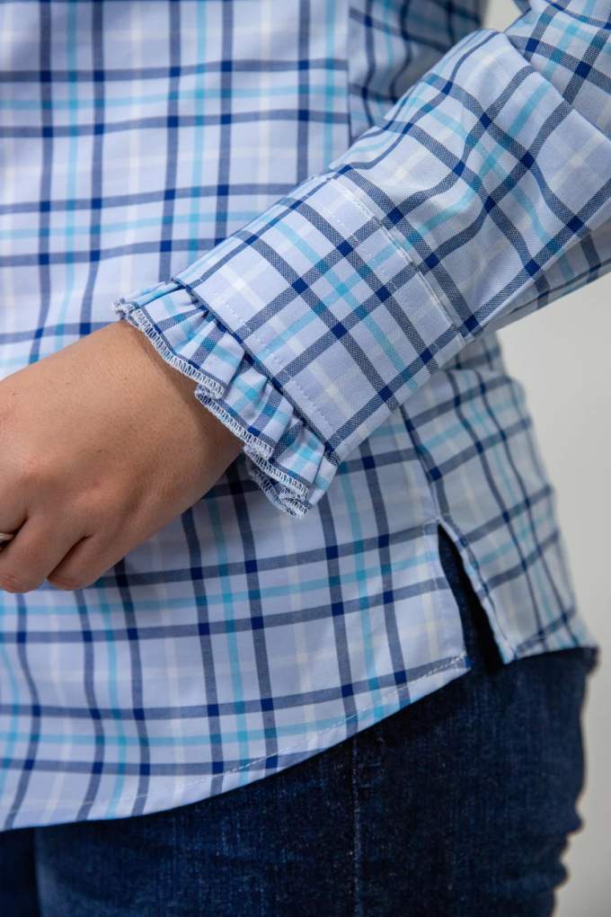 Grovers Ladies Alana Ruffle Plaid Shirt