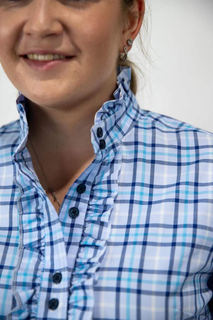 Grovers Ladies Alana Ruffle Plaid Shirt