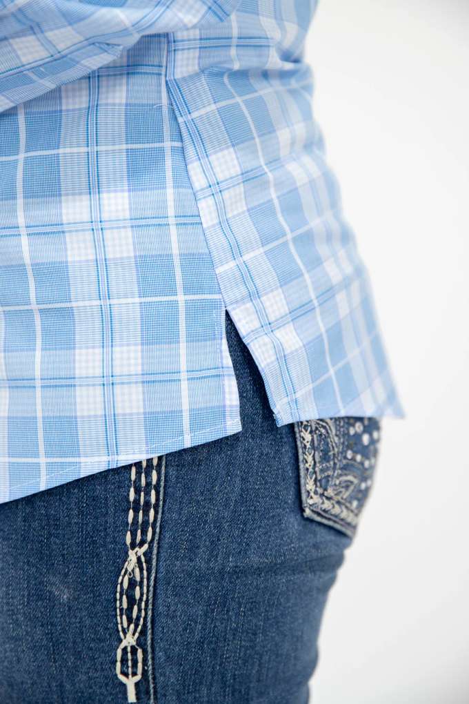 Grovers Ladies Lisa Ruffle Plaid Shirt