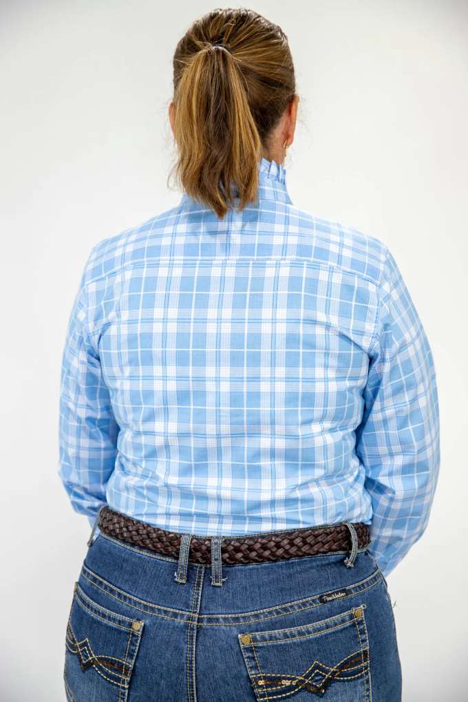 Grovers Ladies Lisa Ruffle Plaid Shirt